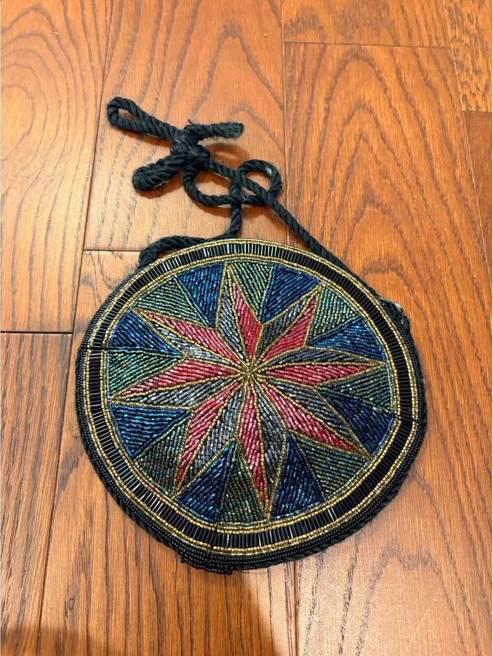 VINTAGE LA REGALE BEADED PURSE Multicolored Geometric Star.